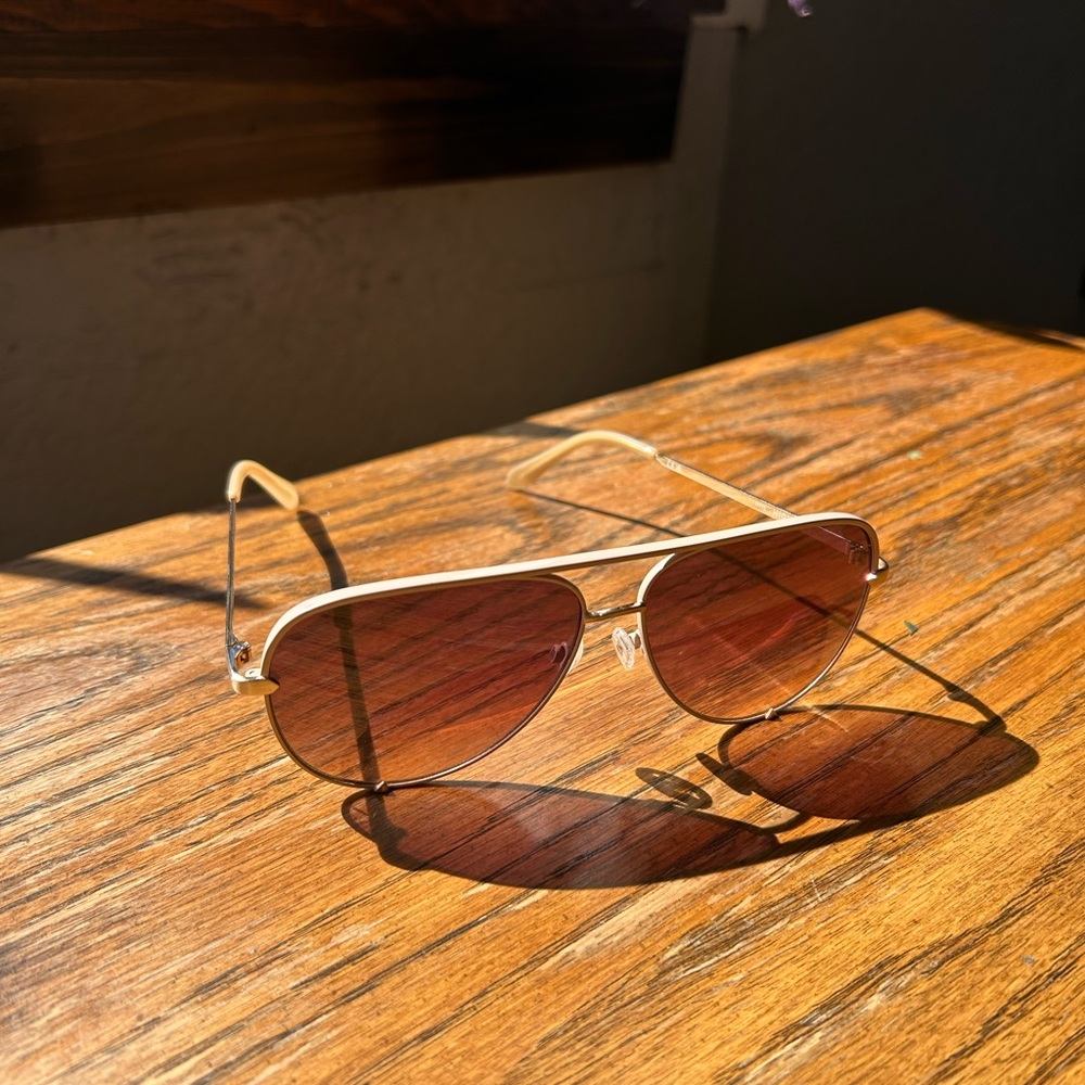 Quay Australia Gold Aviator Sunglasses with Brown Lenses